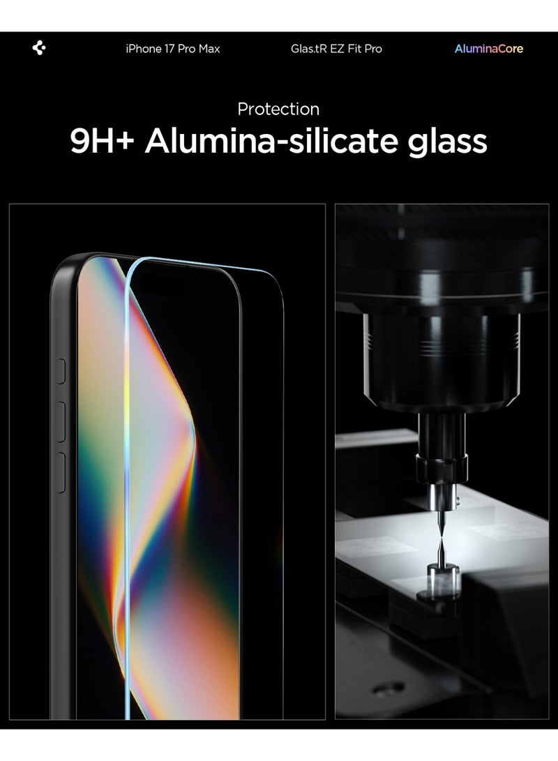 سبايجن GLAStR EZ Fit PRO iPhone 17 Pro MAX Screen Protector | iPhone 16 Pro Max Premium Tempered Glass [Aluminum-Enhanced Durability] Impact resistance [2 PACK] - Image 3